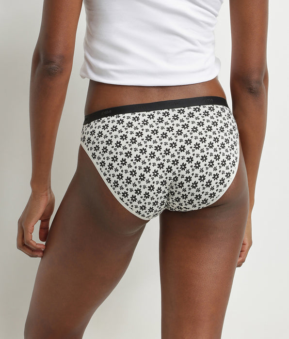 DIM Pacco da 3 slip in cotone elasticizzato a fiori Bianco Nero Les Pockets