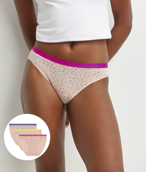 DIM Les Pockets Pacco da 3 slip in cotone elasticizzato fluorescente