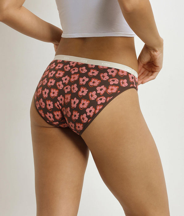 DIM Pacco da 3 slip da donna Les Pockets con motivi bohémien in rosa e marrone.