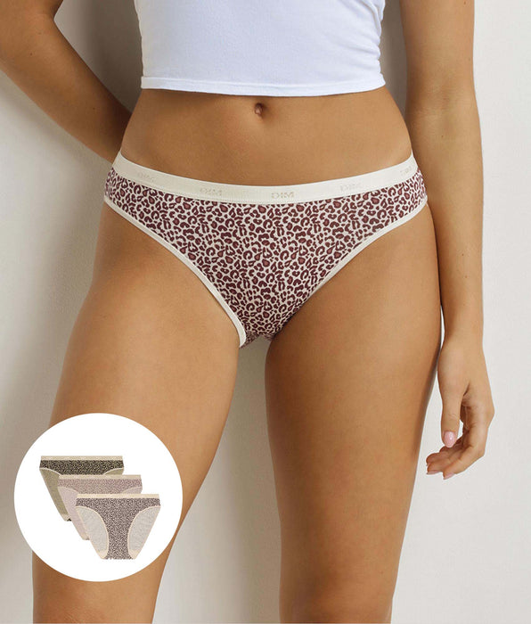 DIM Pacco da 3 slip donna leopardati Ecru Beige Les Pockets