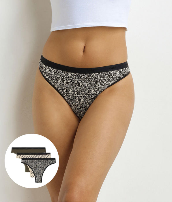 DIM Pacco da 3 perizomi da donna con motivi etnici color kaki e nero di Les Pockets.
