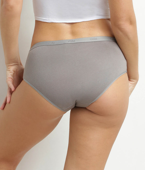 DIM Pacco da 5 boxer da donna in cotone elasticizzato con messaggio Les Pockets