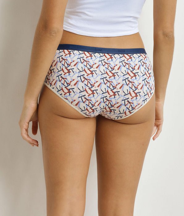 DIM Pacco da 5 boxer da donna con motivo Les Pockets Red Blue Ribbons.