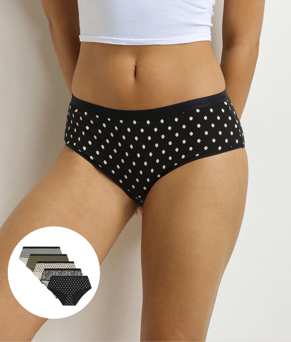 DIM Pacco da 5 boxer da donna neri cachi con motivo etnico Les Pockets