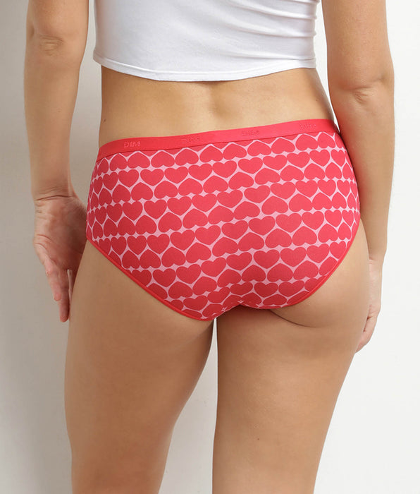 DIM Pacco da 5 boxer da donna in cotone elasticizzato con motivo a cuori Les Pockets