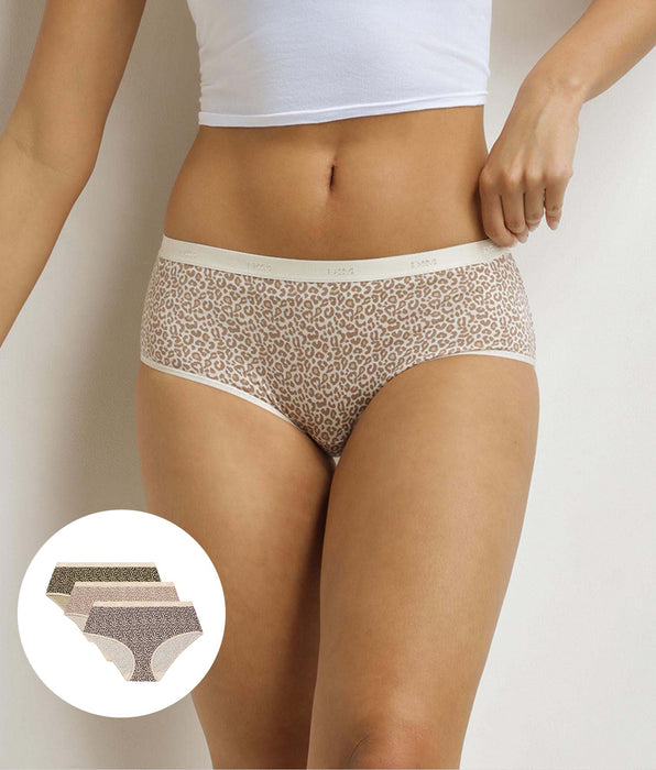 DIM Les Pockets Pacco da 3 boxer da donna con stampa leopardo Nero Beige