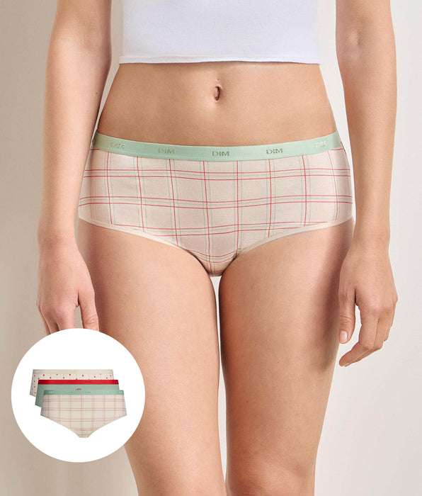 DIM Pacco da 3 shorty a fiori delicati Les Pockets Coton