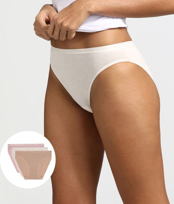 DIM Pacco da 3 slip pelle/rosa/perla Les Pockets Coton