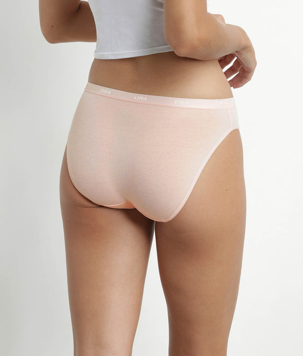 DIM Pacco da 3 slip in cotone stretch giallo nudo marrone Les Pockets Ecodim