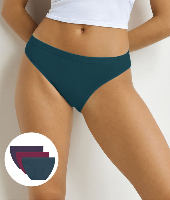 DIM Pacco da 3 slip Donna Viola, Rosso, Verde Les Pockets Ecodim