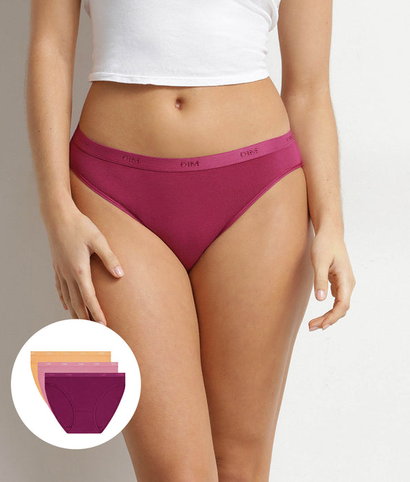 DIM Pacco da 3 slip da donna in cotone elasticizzato Rose Orange Les Pockets Ecodim