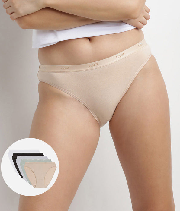 DIM Pacco da 5 slip in cotone nero, bianco, pelle e grigio Les Pockets