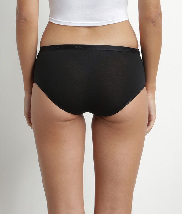 DIM Pacco da 5 shorty da donna in cotone nero nudo e bianco Les Pockets Ecodim