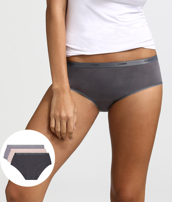 DIM Pacco da 3 boxer color tortora, rosa e grigio Les Pockets EcoDIM