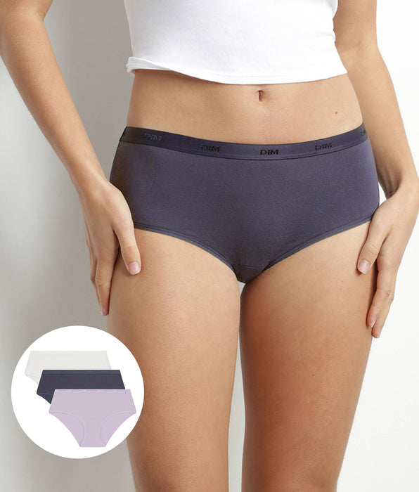 DIM Pacco da 3 shorts donna Lila bianco in cotone elasticizzato Les Pockets Ecodim