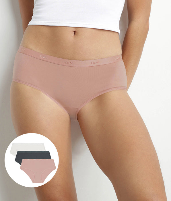 DIM Pacco da 3 Shorty da donna in cotone elasticizzato grigio rosa Les Pockets Ecodim