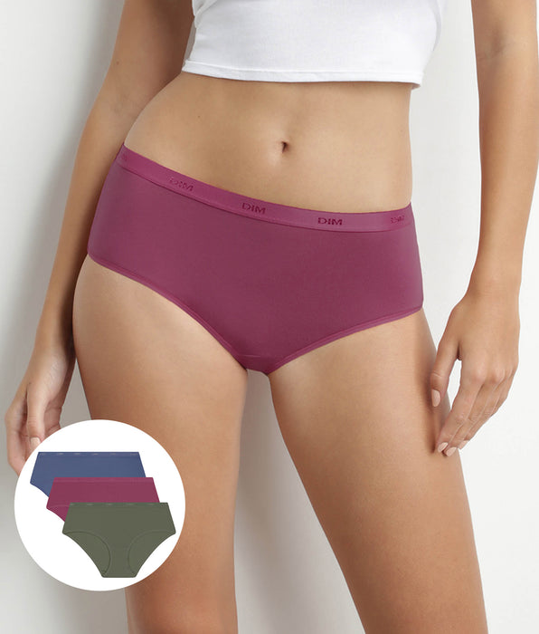 DIM Pacco da 3 boxer donna in cotone elasticizzato rosso verde Les Pockets Ecodim