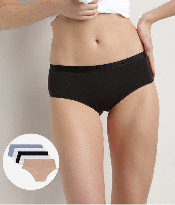 DIM Pacco da 5 boxer donna in cotone elasticizzato Les Pockets Ecodim