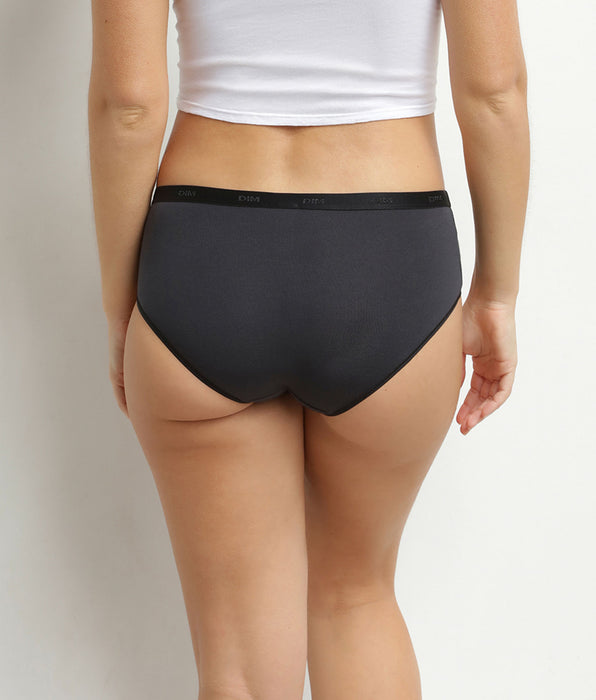 DIM Pacco da 5 boxer da donna in cotone elasticizzato Grigio Giallo Les Pockets Ecodim