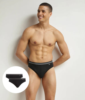 Pack of 4 briefs cotton stretch men's Black EcoDim