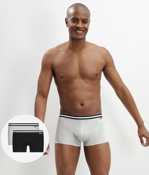DIM Pacco da 2 boxer da uomo in cotone elasticizzato Nero Grigio EcoDim
