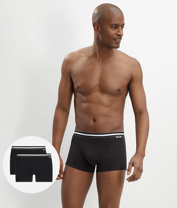 DIM Pacco da 2 boxer da uomo in cotone elasticizzato Nero EcoDim