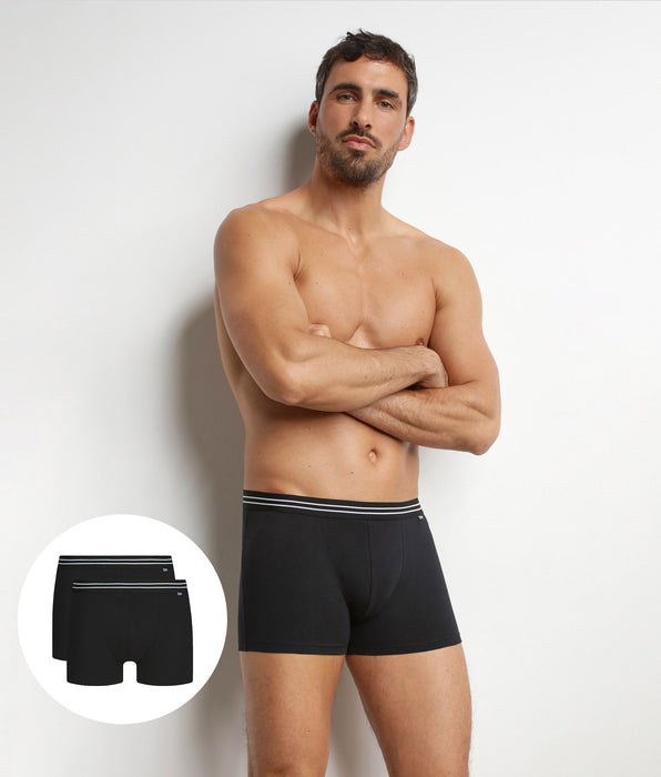 DIM Pacco da 2 boxer da uomo in cotone elasticizzato Nero EcoDim