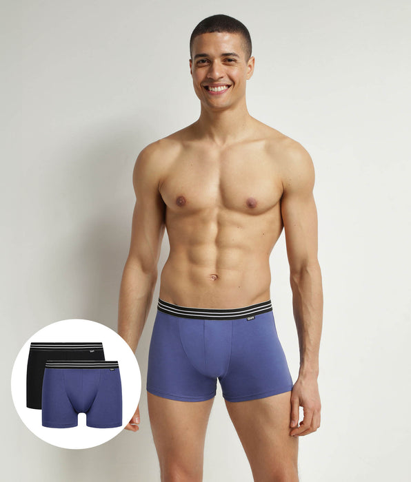 DIM Boxer Uomo Blu Turchino Nero Cotone Stretch Pacco da 2 EcoDim