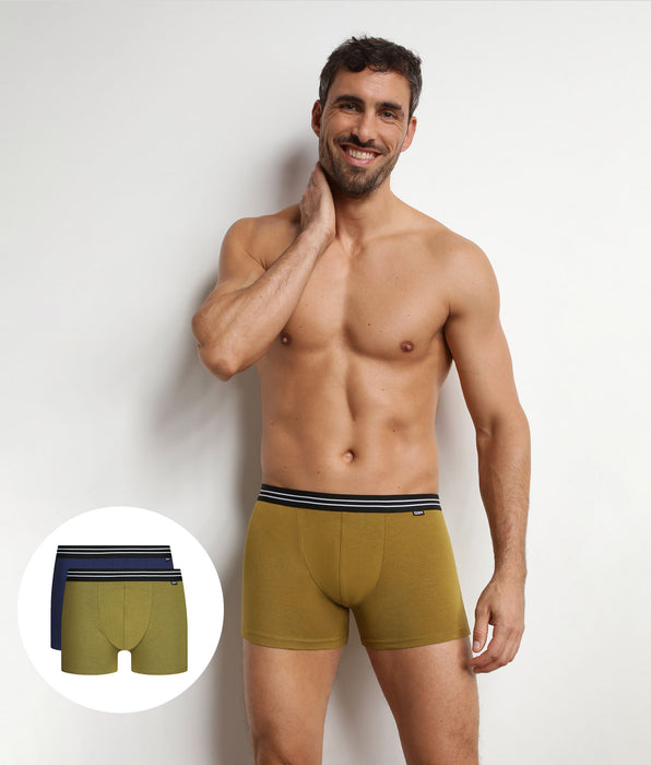DIM Pacco da 2 boxer da uomo in cotone elasticizzato Cumin EcoDim