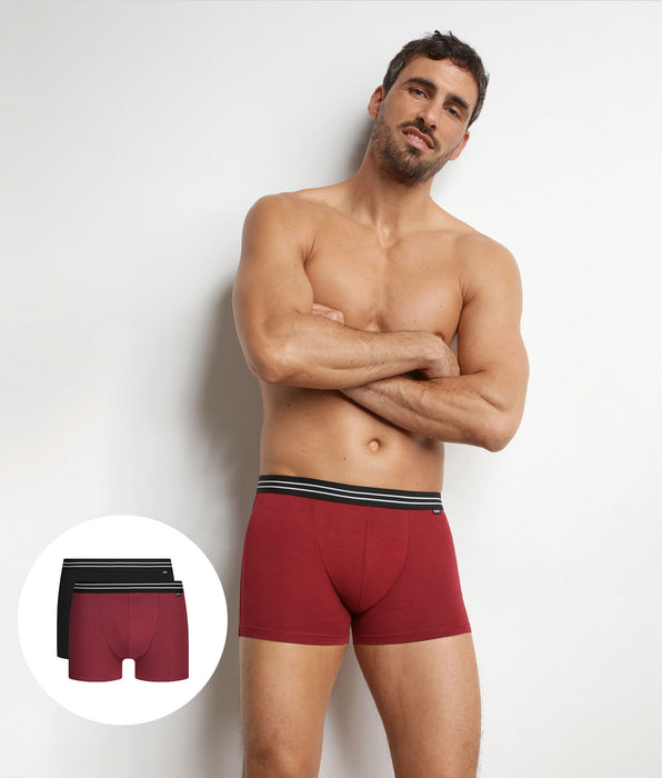 DIM Pacco da 2 boxer da uomo in cotone elasticizzato Rosso EcoDim