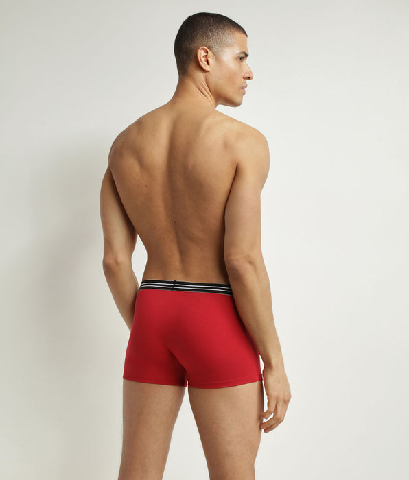 DIM Pacco da 2 boxer da uomo in cotone elasticizzato rosso carminio nero EcoDim
