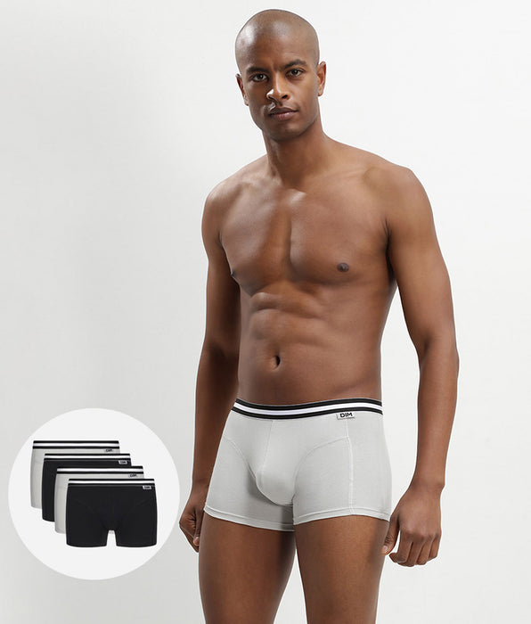 DIM Pacco da 4 boxer in cotone ECODIM nero e grigio