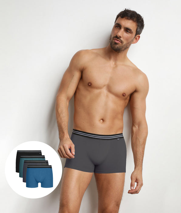 DIM Pacco da 4 boxer da uomo in cotone elasticizzato Rivière EcoDim