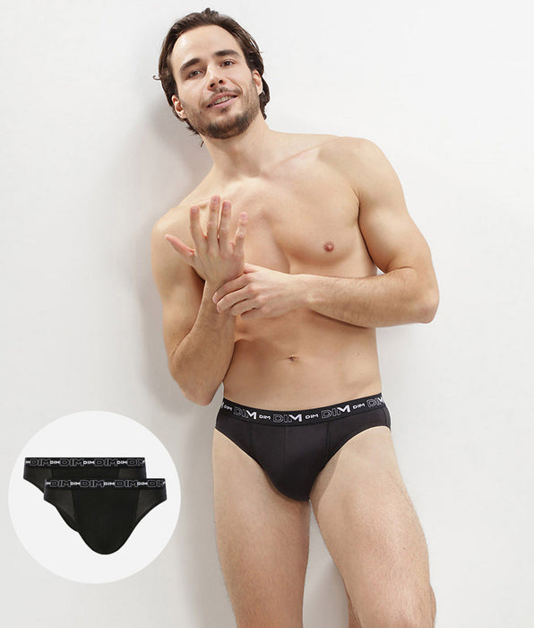 DIM Pacco da 2 paia da uomo in cotone nero elasticizzato