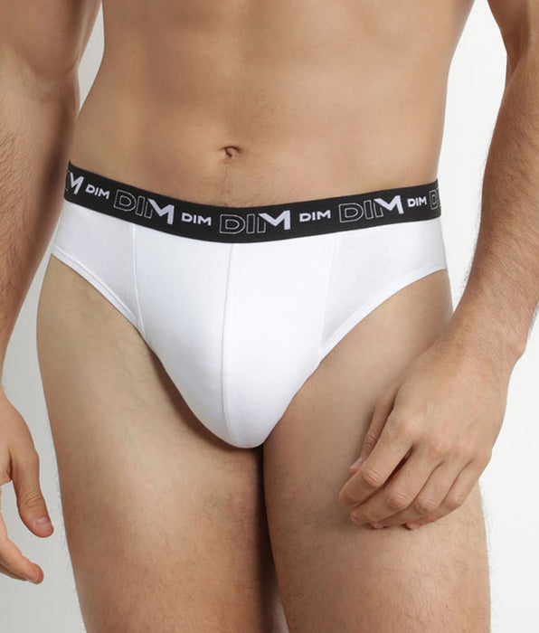 DIM Pacco da 2 Slip Uomo Bianco Grigio Contrasto Vita Dim Cotone Stretch