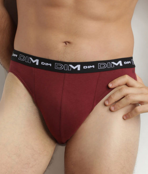 DIM Pacco da 2 Slip Uomo Blu Rosso Vita Contrastata Dim Coton Stretch