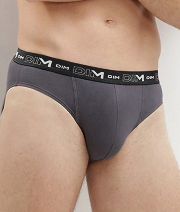 DIM Slip da uomo grigio, rosso peperoncino e nero in cotone elasticizzato Pacco da 3 pezzi