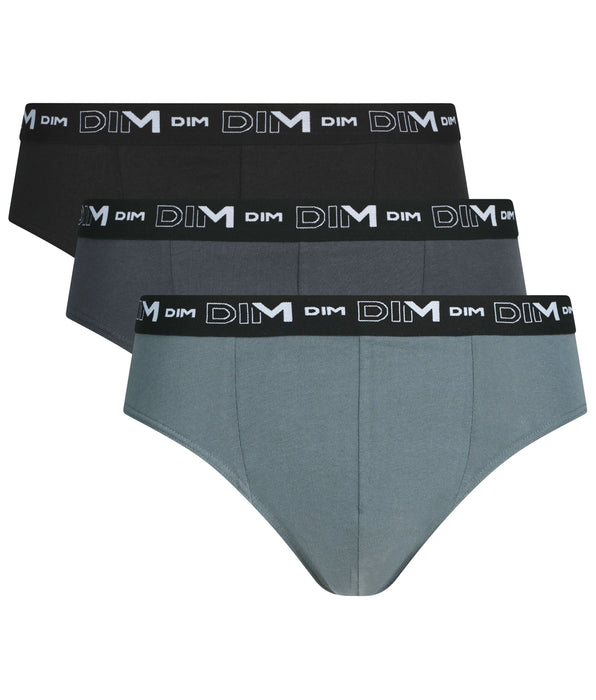 DIM Pacco da 3 slip da uomo Nero Grigio Dim Cotone Stretch