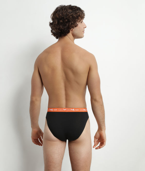 DIM Pacco da 3 Slip da uomo in cotone elasticizzato nero arancio verde Dim