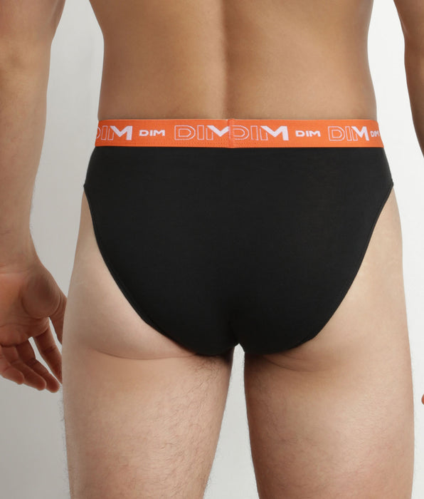 DIM Pacco da 3 Slip da uomo in cotone elasticizzato nero arancio verde Dim