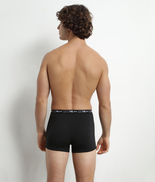 DIM Pacco da 2 Boxer Uomo Nero Bianco Vita Contrastata Dim Coton Stretch