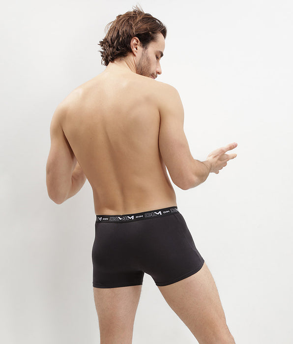 DIM Pacco da 2 boxer da uomo in cotone elasticizzato nero