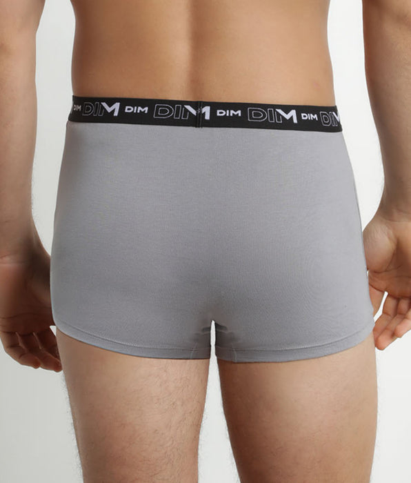 DIM Pacco da 2 Boxer Uomo Grigio Bianco Vita a contrasto Dim Coton Stretch