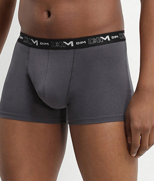 DIM Pacco da 3 boxer in cotone elasticizzato grigio, rosso peperoncino e nero