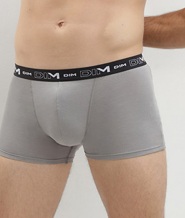 DIM Pacco da 3 boxer da Uomo in cotone elasticizzato nero, grigio e bianco