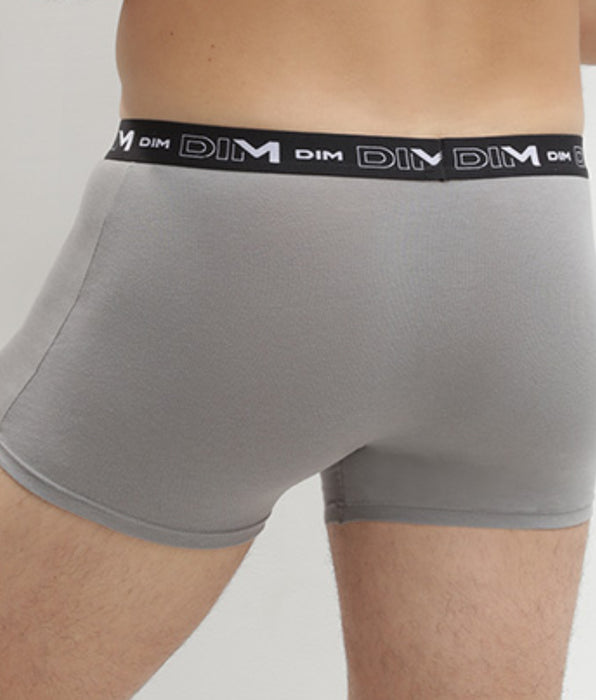 DIM Pacco da 3 boxer da Uomo in cotone elasticizzato nero, grigio e bianco