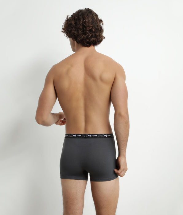 DIM Pacco da 3 boxer Uomo Nero Grigio Cotone Dim Coton Stretch
