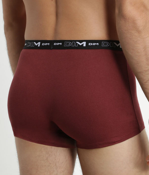 DIM Boxer Uomo Rosso Verde Cotone Pacco da 3 Dim Cotone Stretch
