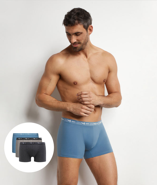 DIM Pacco da 3 boxer da uomo City Chiné Dim Coton Stretch
