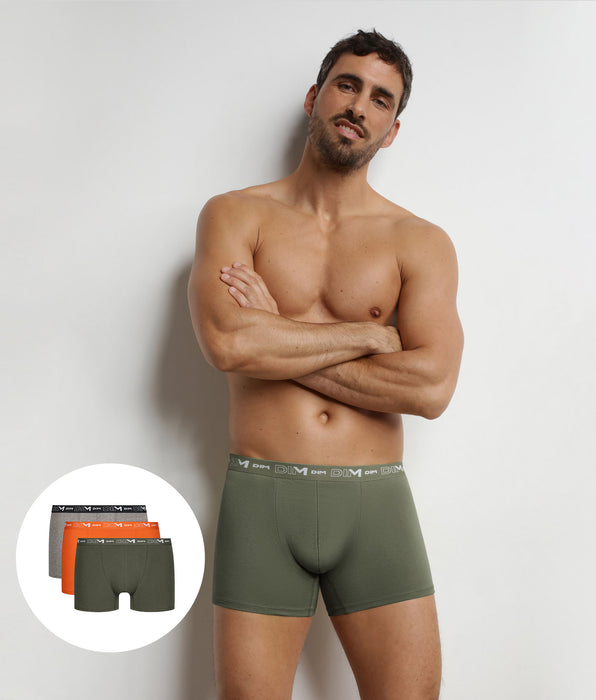 DIM Pacco da 3 boxer da uomo Jungle Pop Dim Coton Stretch